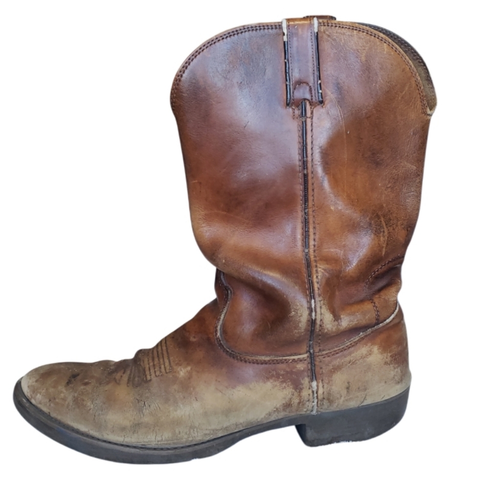 VTG Durango, Cowboy Western Brown Leather Boots, Work & Casual Men's Size 12D.